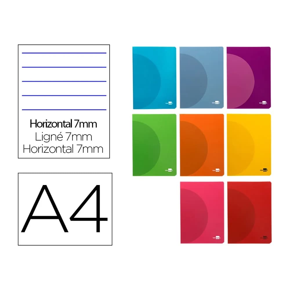 Liderpapel Libreta liderpapel 360 tapa de plastico a4 48 hojas 90gr horizontal con doble margen colores surtidos
