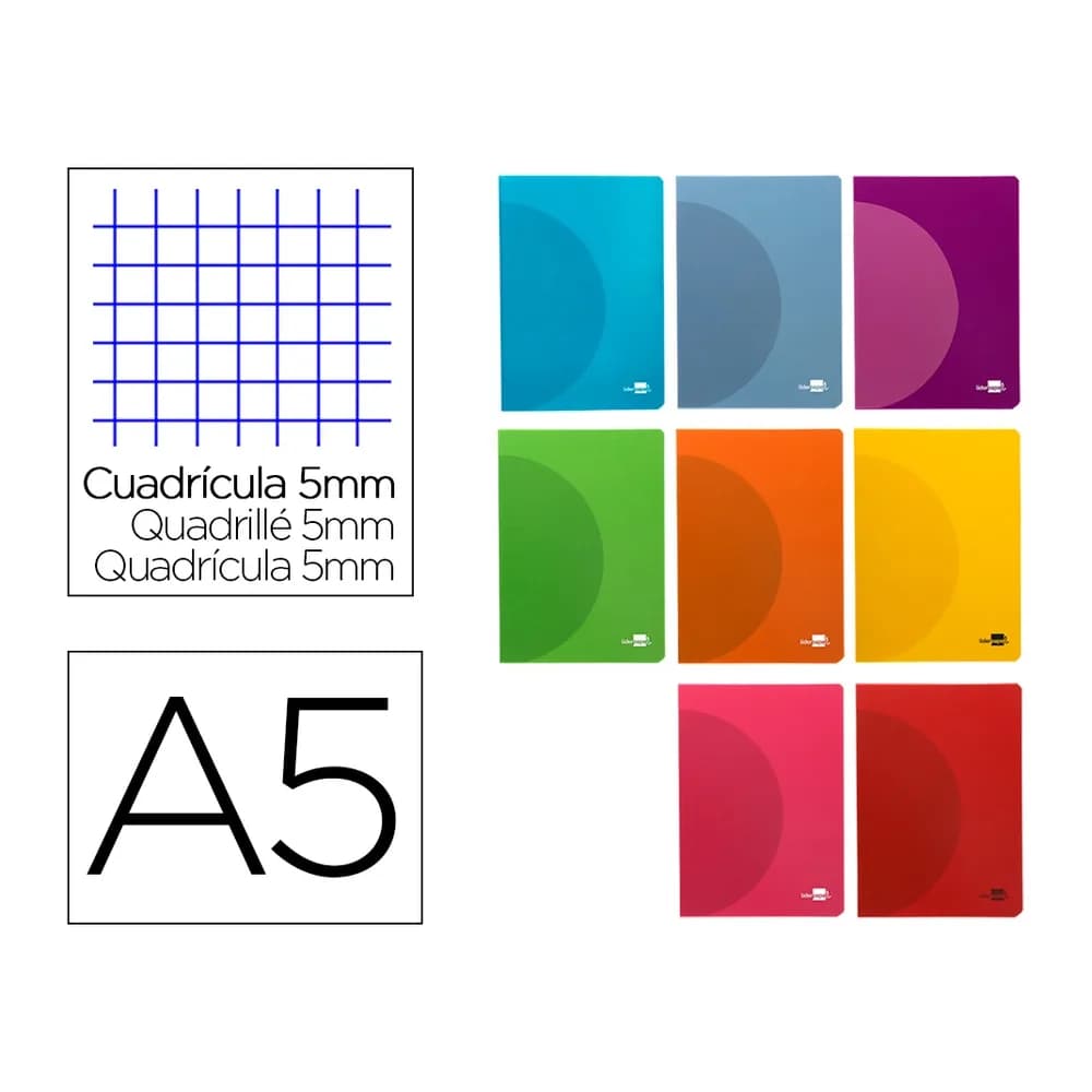 Liderpapel Libreta liderpapel 360 tapa de plastico a5 48 hojas 90gr 5mm con doble margen colores surtidos