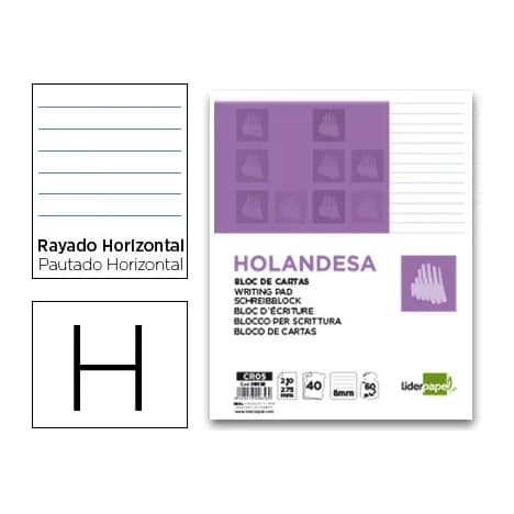 Liderpapel Bloc de cartas liderpapel rayado horizontal holandesa 40 hojas 60g/m2