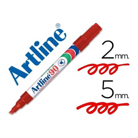 Artline Rotulador artline marcador permanente ek-90 rojo punta biselada 5 mm papel metal y cristal