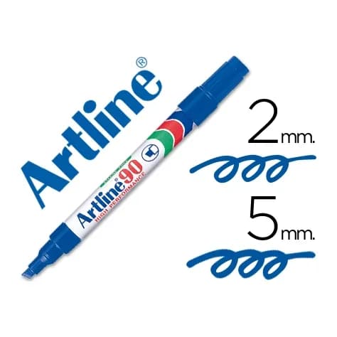 Artline Rotulador artline marcador permanente ek-90 azul punta biselada 5 mm papel metal y cristal