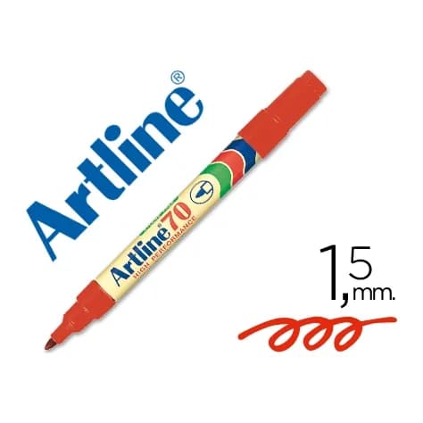 Artline Rotulador artline marcador permanente ek-70 rojo punta redonda 1.5 mm papel metal y cristal