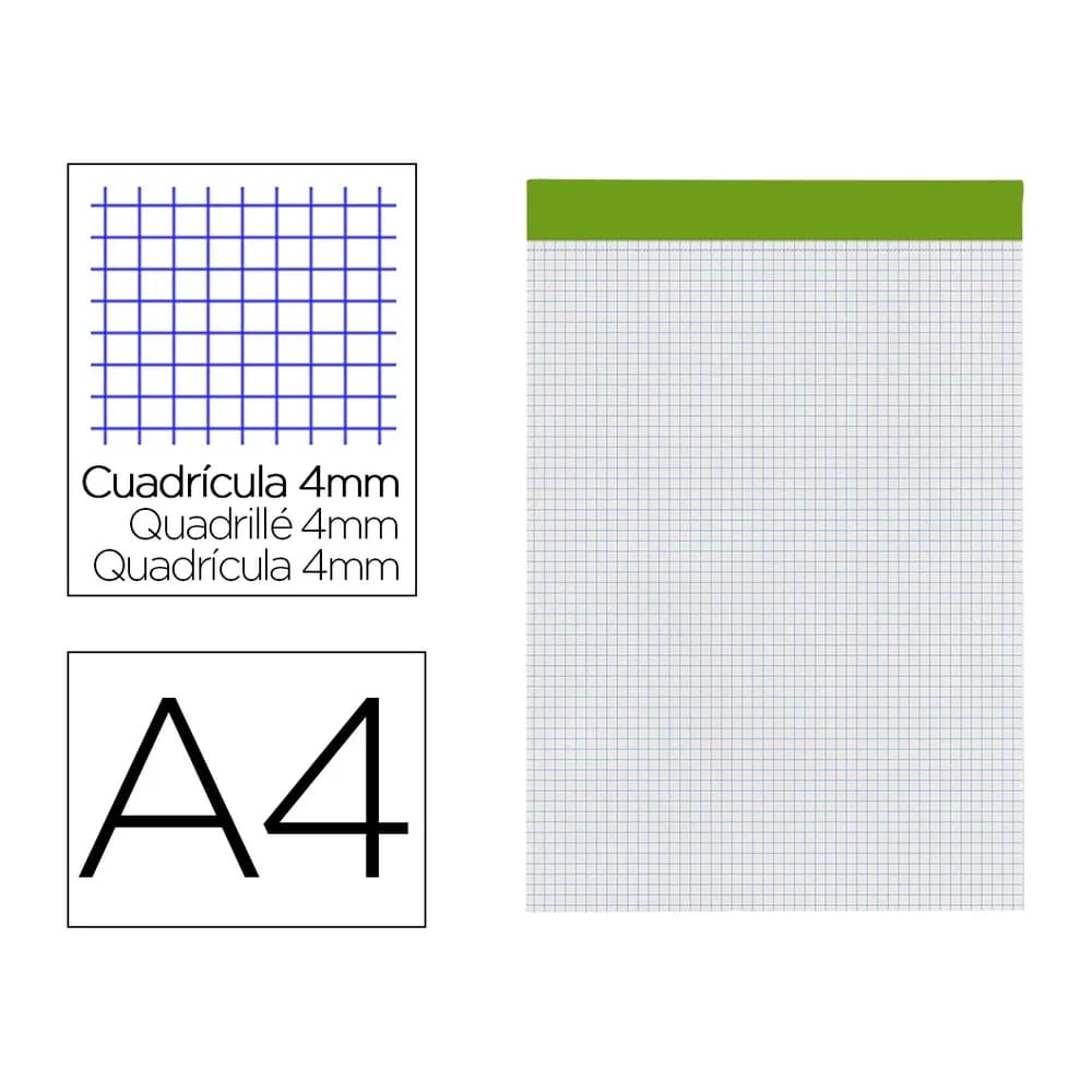 Liderpapel Bloc notas liderpapel cuadro 4 mm a4 80 hojas 60 g/m2 perforado sin tapa