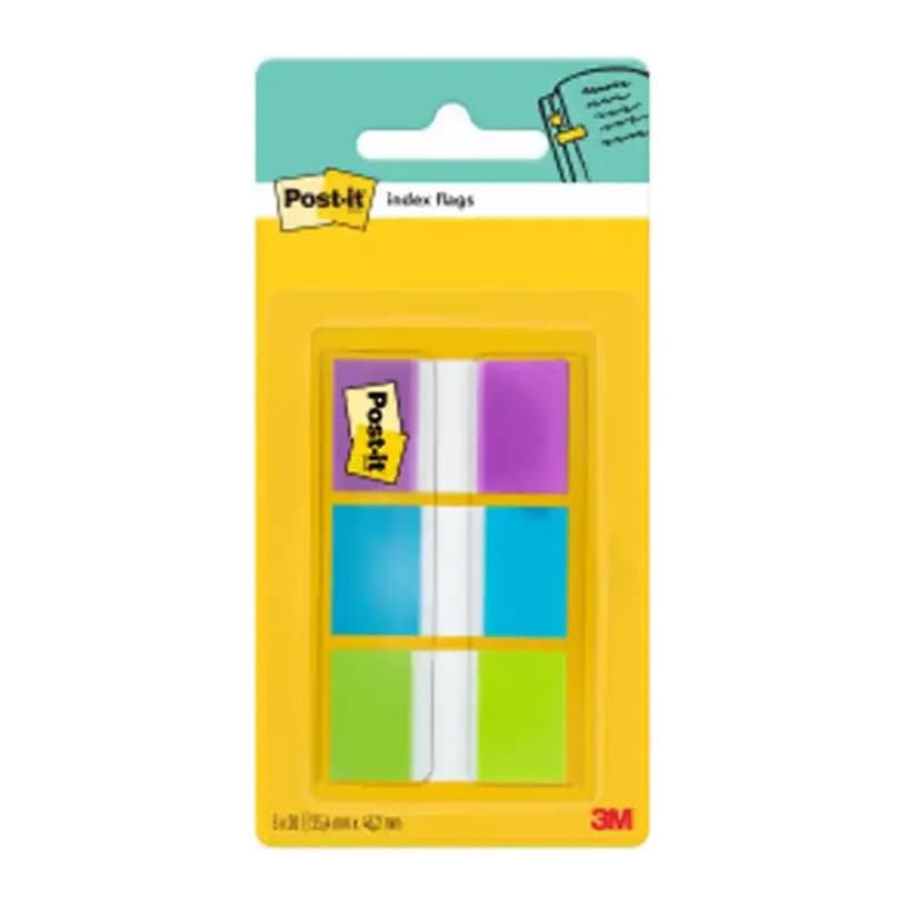 Post-it Banderitas separadoras post-index 680-roy verde azul y violeta dispensador funda 3x20