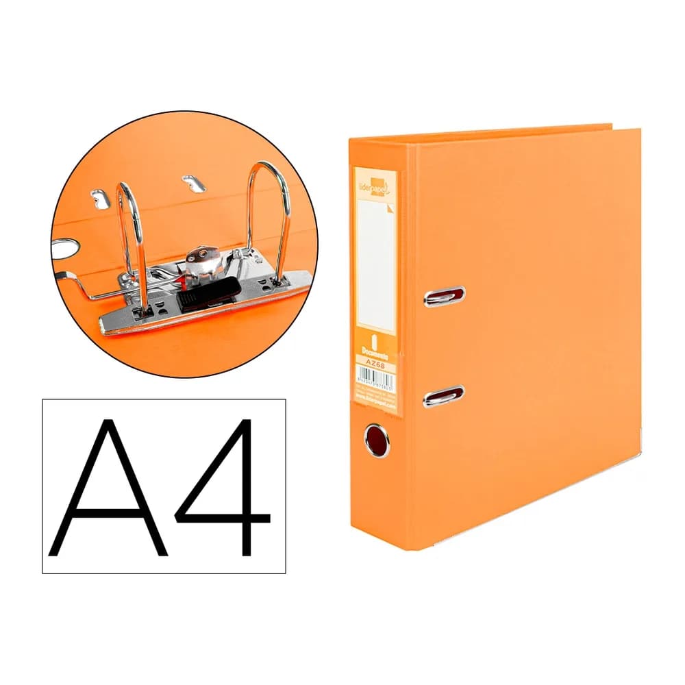 Liderpapel Archivador de palanca liderpapel a4 documenta forrado pvc con rado lomo 75mmnaranja compresor metalico