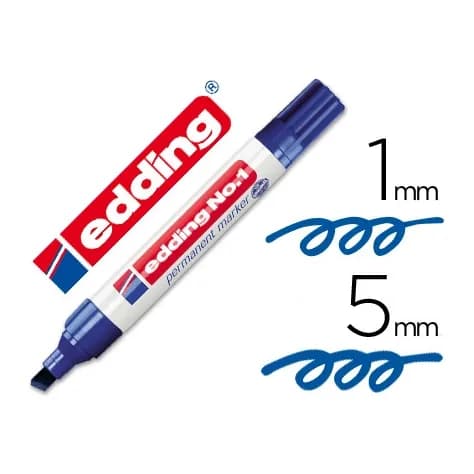 Edding Rotulador edding marcador permanente 1 azul punta biselada 5 mm recargable