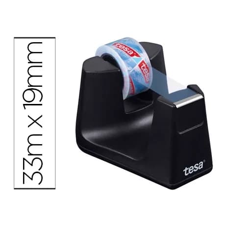 Tesa Portarrollo sobremesa tesa plastico easy cut smat para cintas de 33 mt color negro