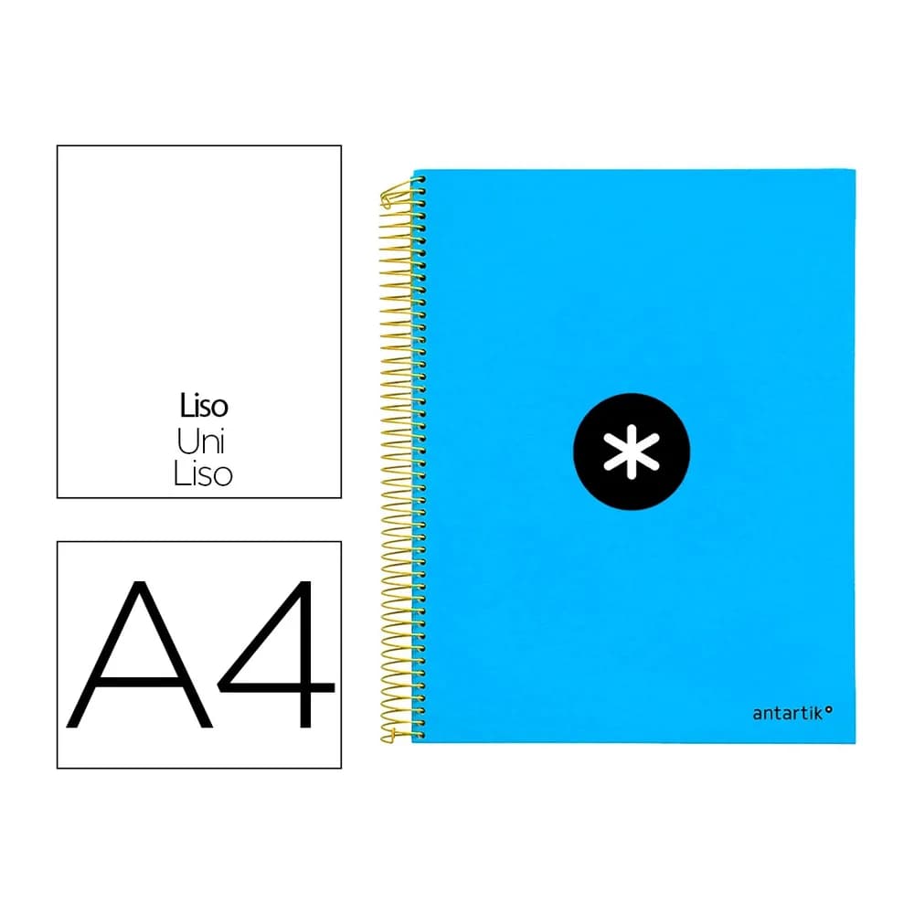 Antartik Cuaderno espiral a4 micro antartik tapa forrada 120h 90 gr liso con bandas 4 taladros
