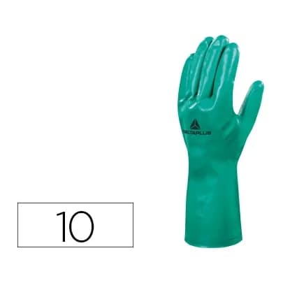 Deltaplus Guantes deltaplus tratado en nitrilo flocado de algodon especial para trabajos con liquidos quimicos talla 10
