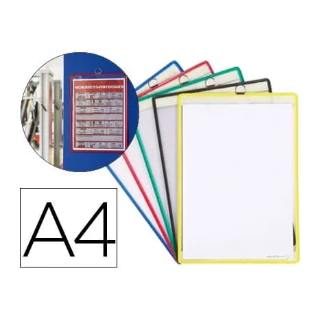 Djois Funda para colgar djois din a4 anilla metalica ideal para pizarras de corcho pack de 5 unidades colores surtidos