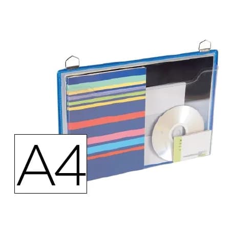 Djois Funda para colgar djois din a4 anilla metalica formato horizontal pack de 5 unidades color azul
