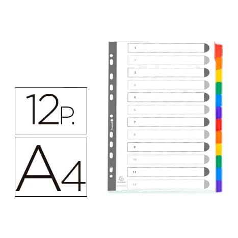 Exacompta Separador exacompta cartulina juego de 12 separadores din a4 multitaladro color blanco