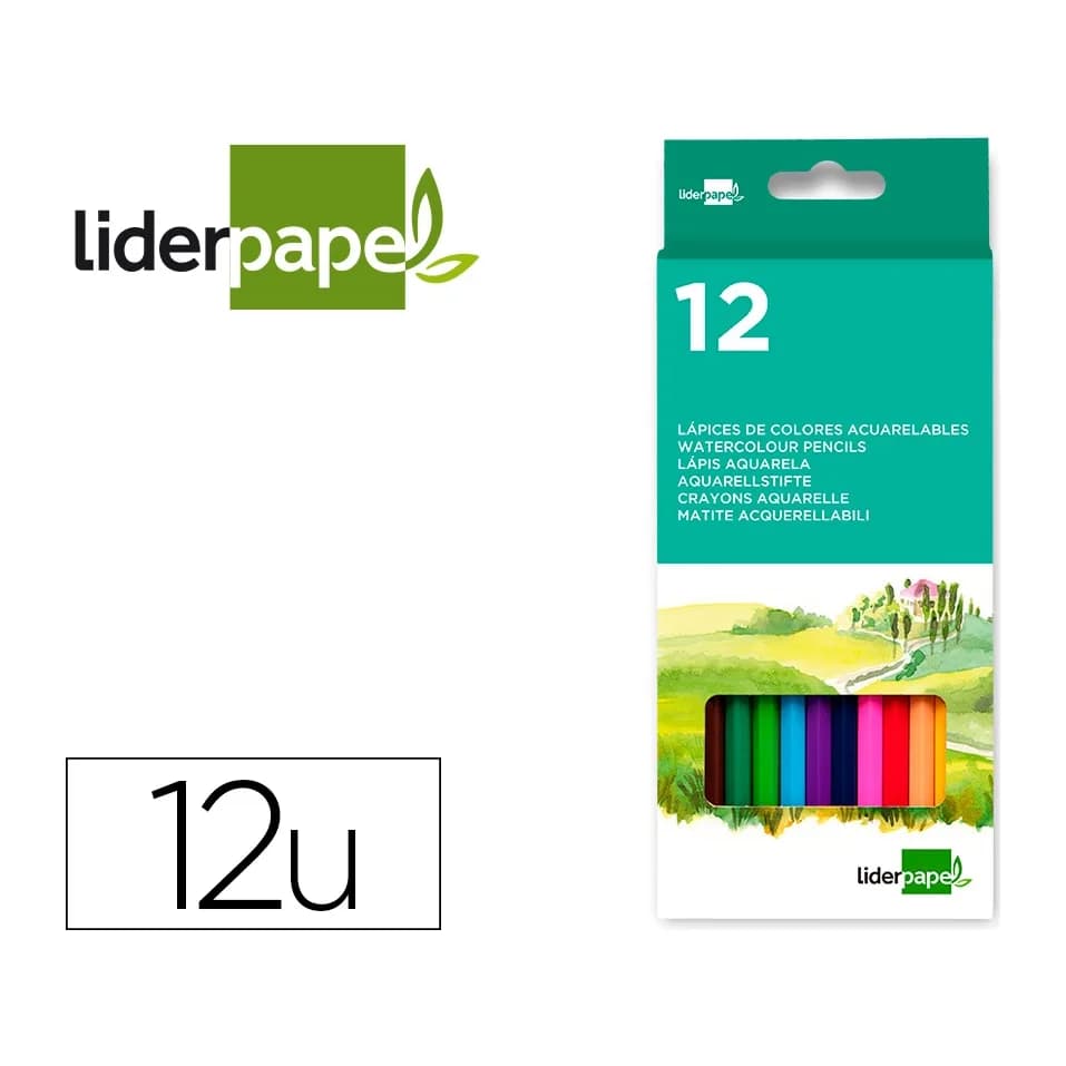 Liderpapel Lapices de colores acuarelables liderpapel caja de 12 unidades colores surtidos