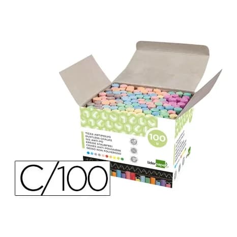 Liderpapel Tiza color antipolvo liderpapel caja de 100 unidades colores surtidos