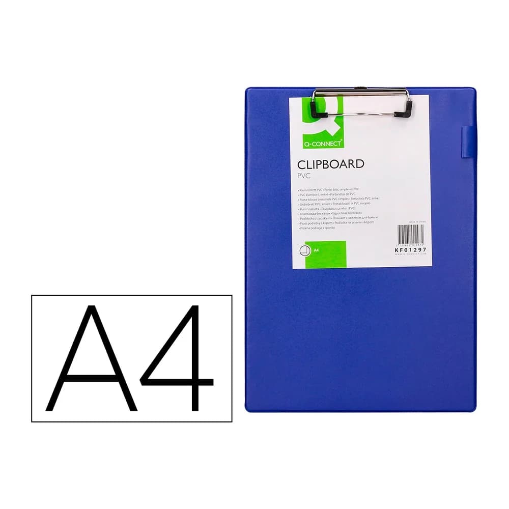 Q-connect Portanotas q-connect miniclips pvc din a4 azul