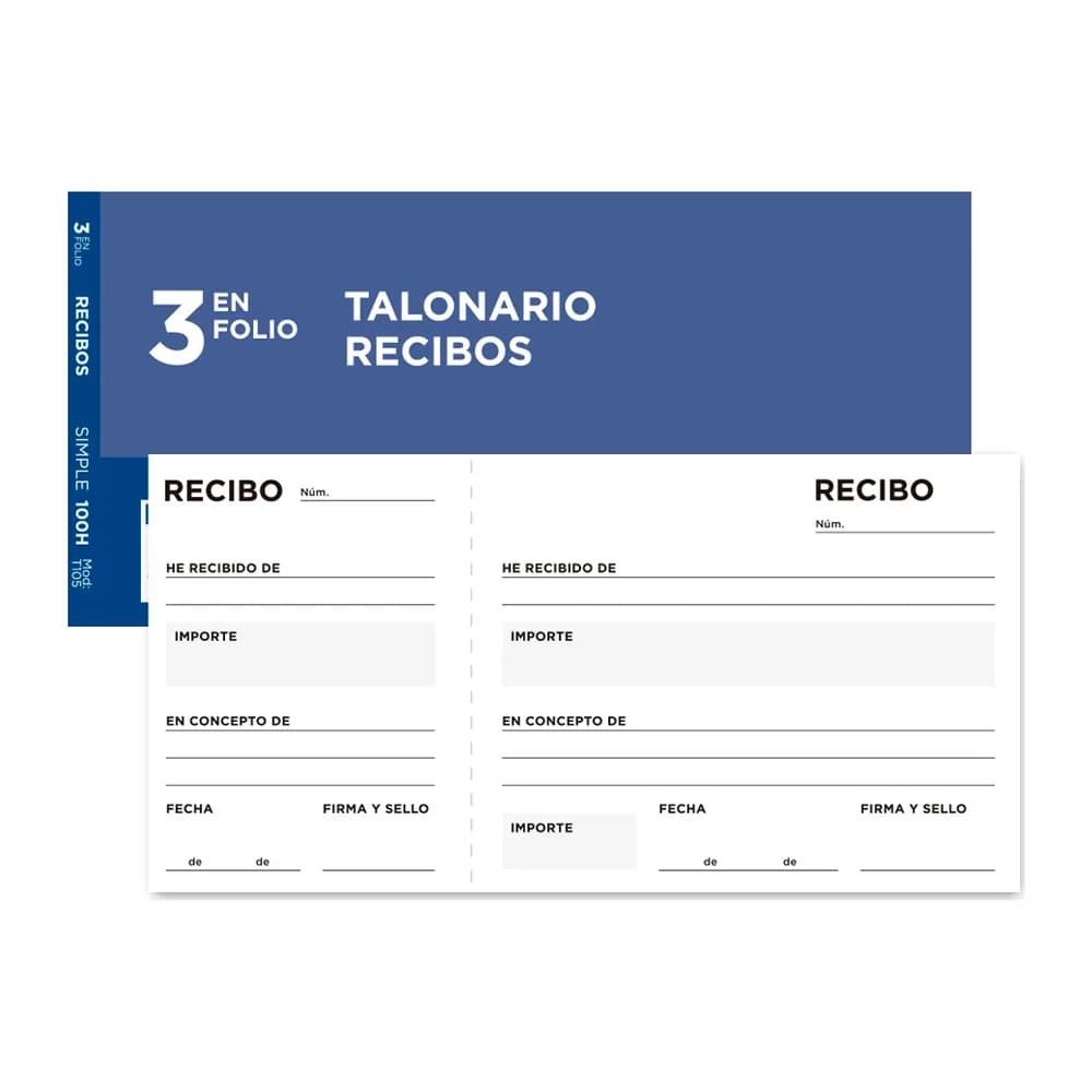 Liderpapel Talonario liderpapel recibos tres en folio apaisado