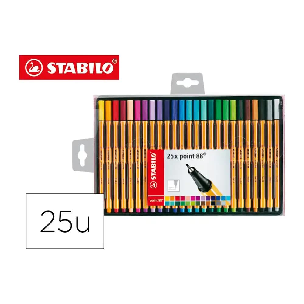 Stabilo Rotulador stabilo punta de fibra point 88 estuche de 25 unidades colores surtidos