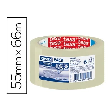 Tesa Cinta adhesiva tesa strong 66 mt x 50 mm para embalaje bajo ruido