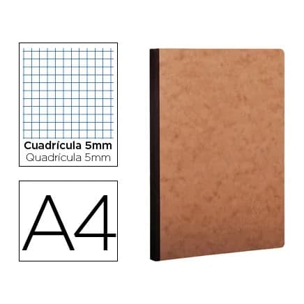 Clairefontaine Libreta age-bag tapa cartulina lomo cosido cuadro 5 mm 96 hojas color havana 210x297 mm