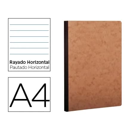 Clairefontaine Libreta age-bag tapa cartulina lomo cosido rayado horizontal 96 hojas color havana 210x297 mm