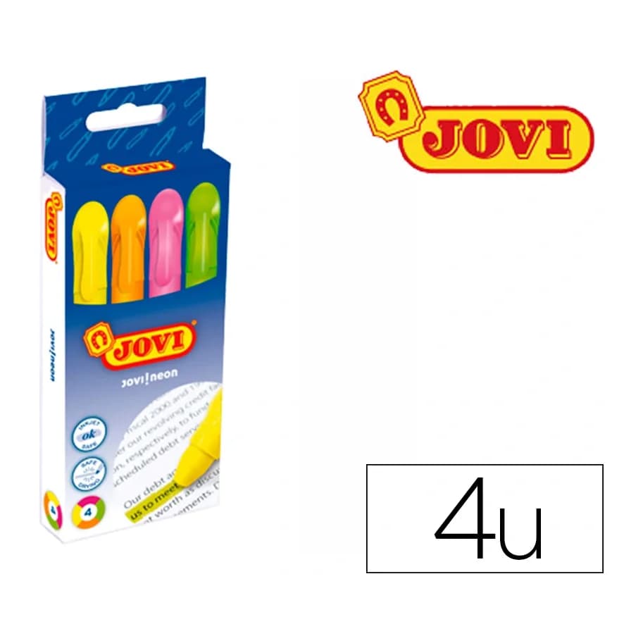 Jovi Marcador de cera gel jovi fluorescente caja de 4 unidades colores surtidos
