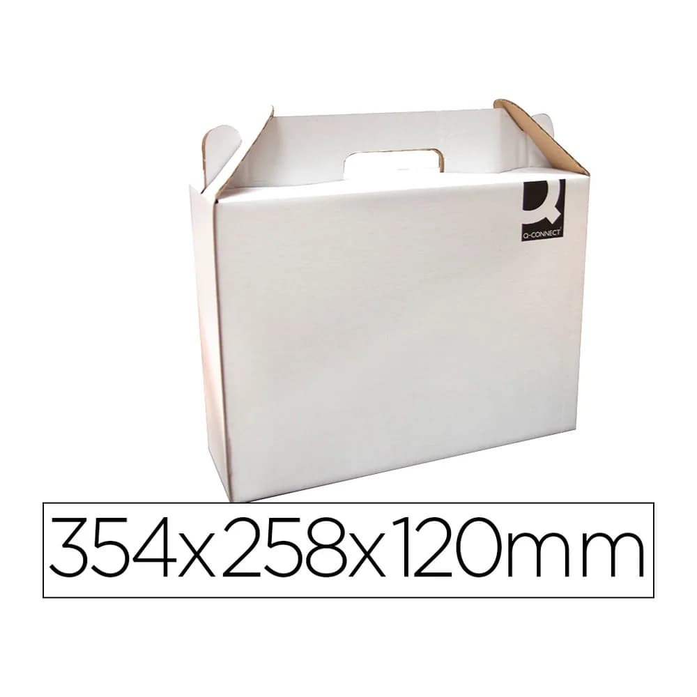 Q-connect Caja maletin con asa q-connect carton para envio y transporte 355x120x258 mm
