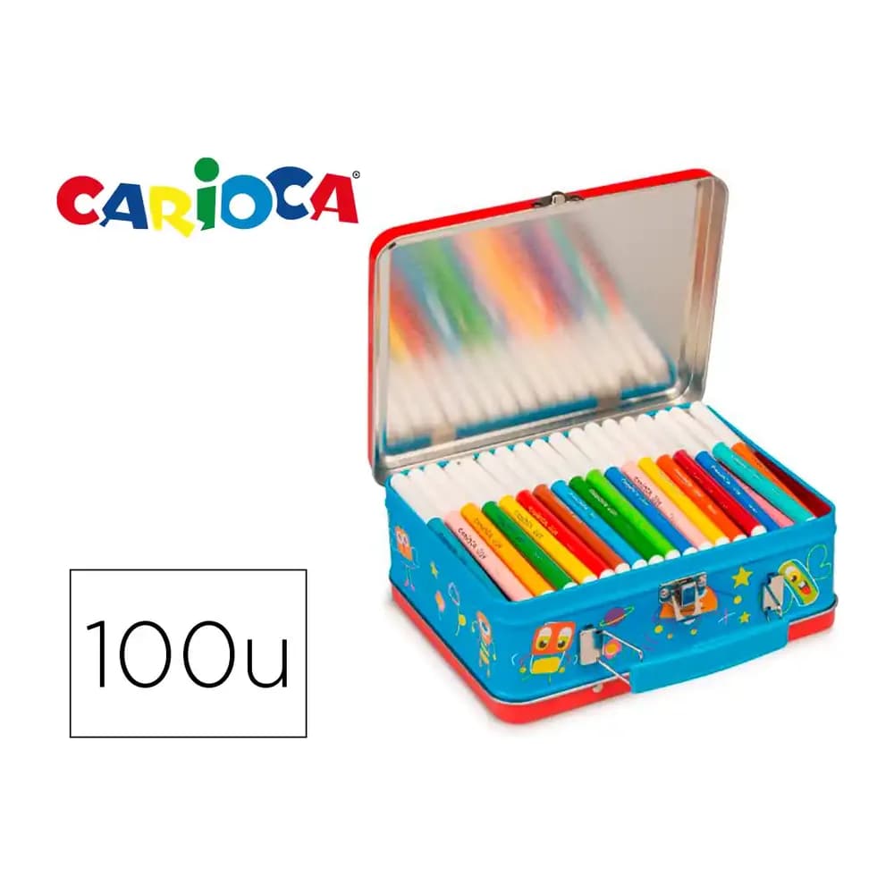 Carioca Rotulador carioca color kit caja metalica de 100 unidades surtidas + album colorear