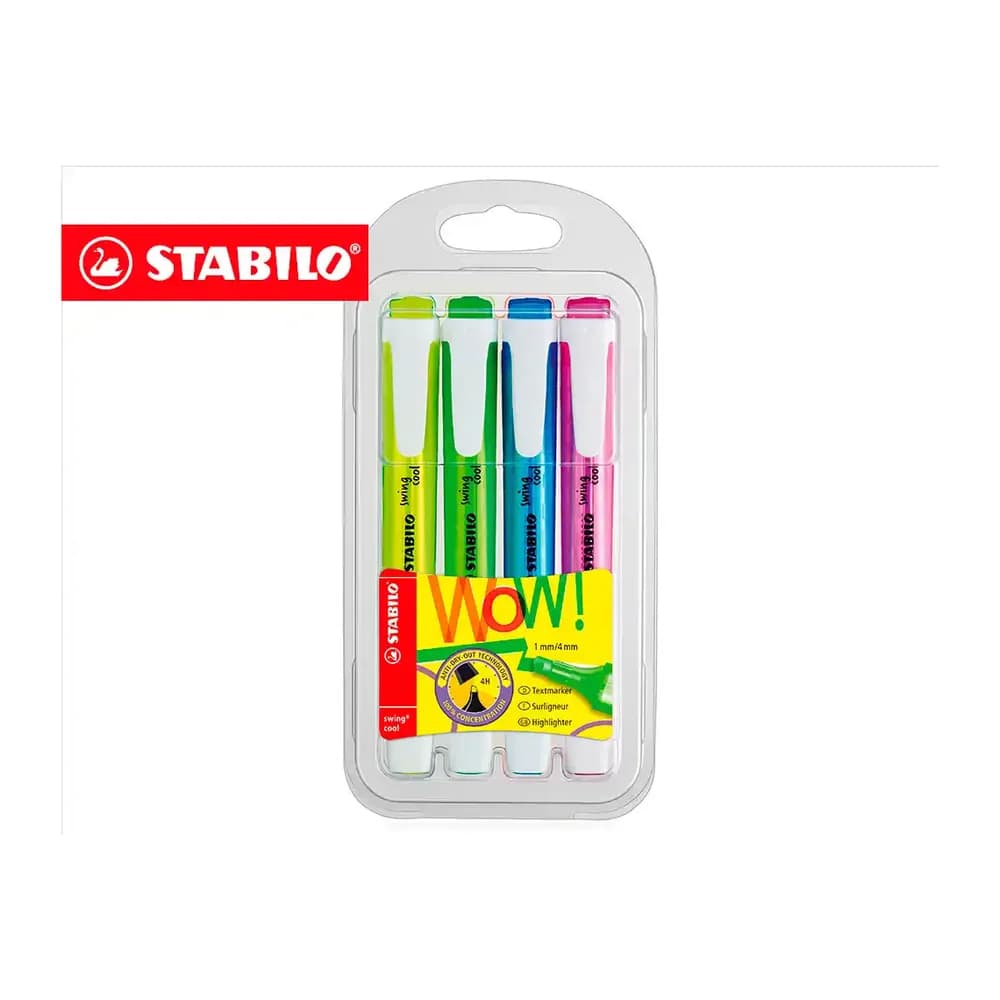 Stabilo Rotulador stabilo fluorescente fino swing cool estuche de 4 unidades colores surtidos