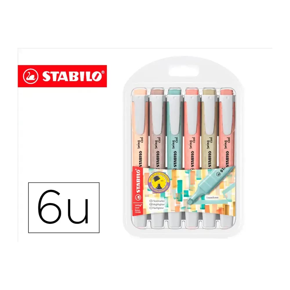 Stabilo Rotulador stabilo fluorescente swing cool nature colors estuche de 6 unidades colores surtidos