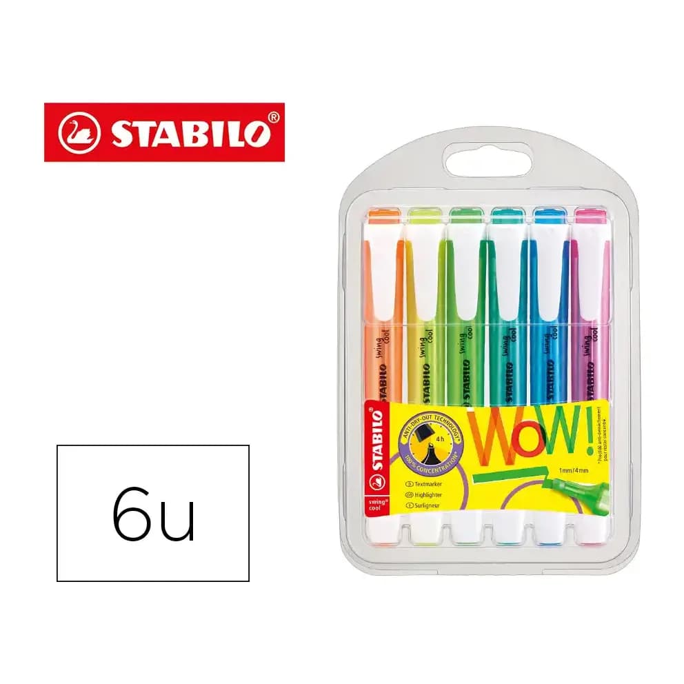 Stabilo Rotulador stabilo fluorescente swing cool swing cool estuche 6 unidades colores surtidos