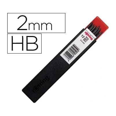 Rotring Minas rotring grafito 2 mm hb estuche de 12 minas