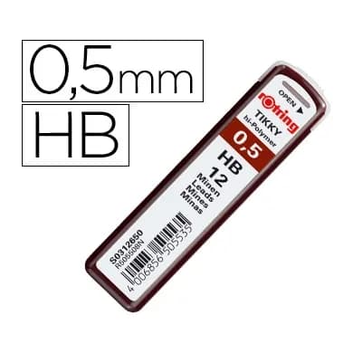 Rotring Minas rotring grafito 0,5 mm hb estuche de 12 minas