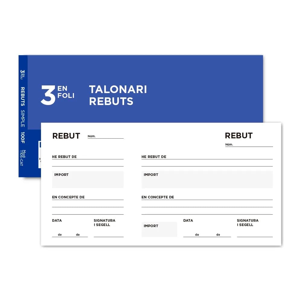Liderpapel Talonario liderpapel recibos 3/fº original t105 con matriz texto en catalan