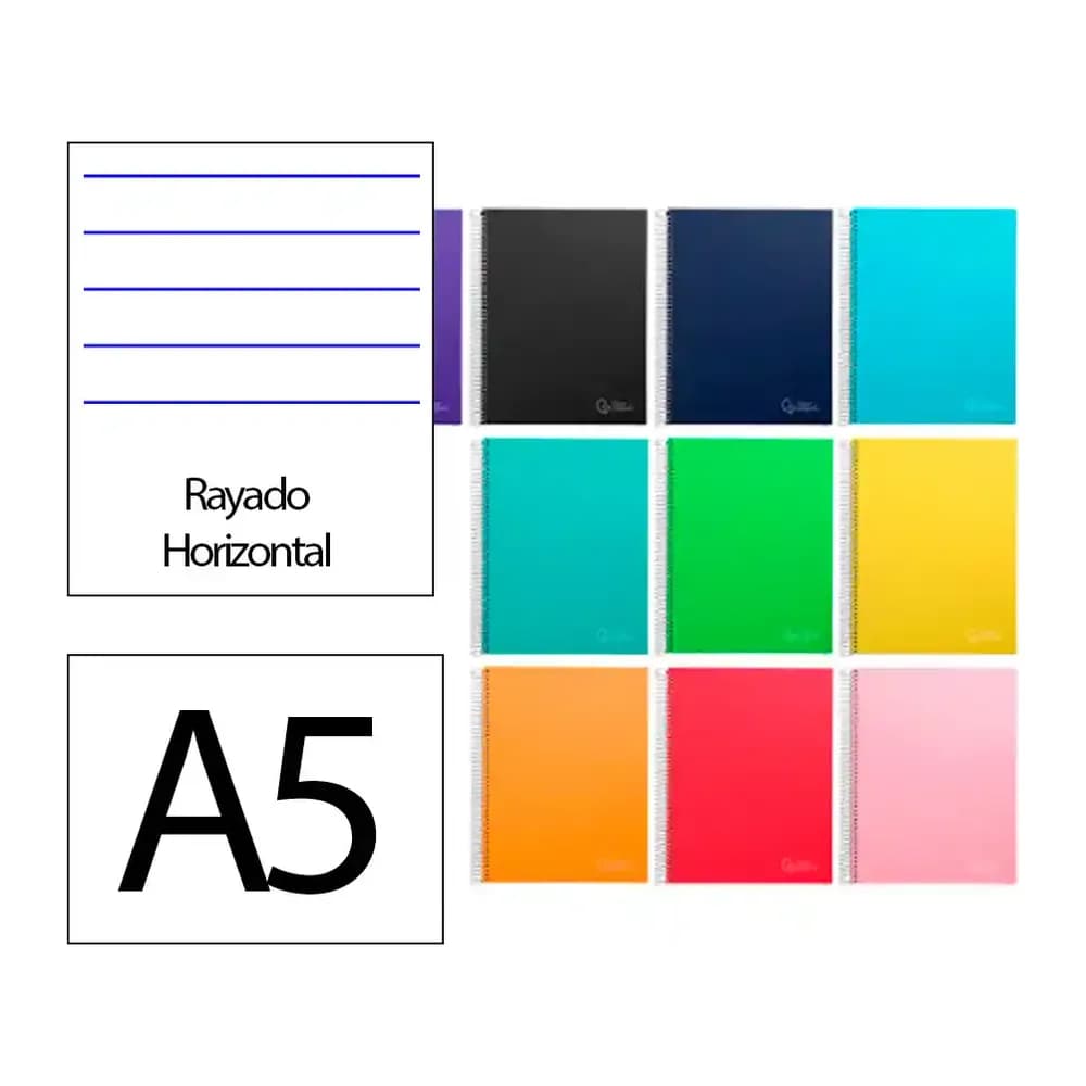 Liderpapel Cuaderno espiral liderpapel a5 micro jolly tapa forrada 140h 75gr horizontal 5 bandas 6 taladros colores surtidos