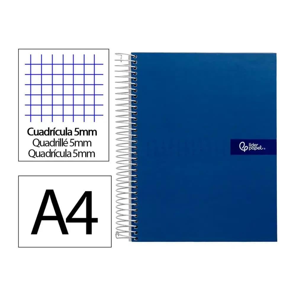 Liderpapel Cuaderno espiral liderpapel a4 micro crafty tapa forrada 120h 90gr cuadro 5mm 5 bandas 4 colores