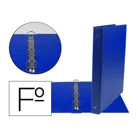Liderpapel Carpeta liderpapel 4 anillas 25 mm redodas plastico folio color azul marino