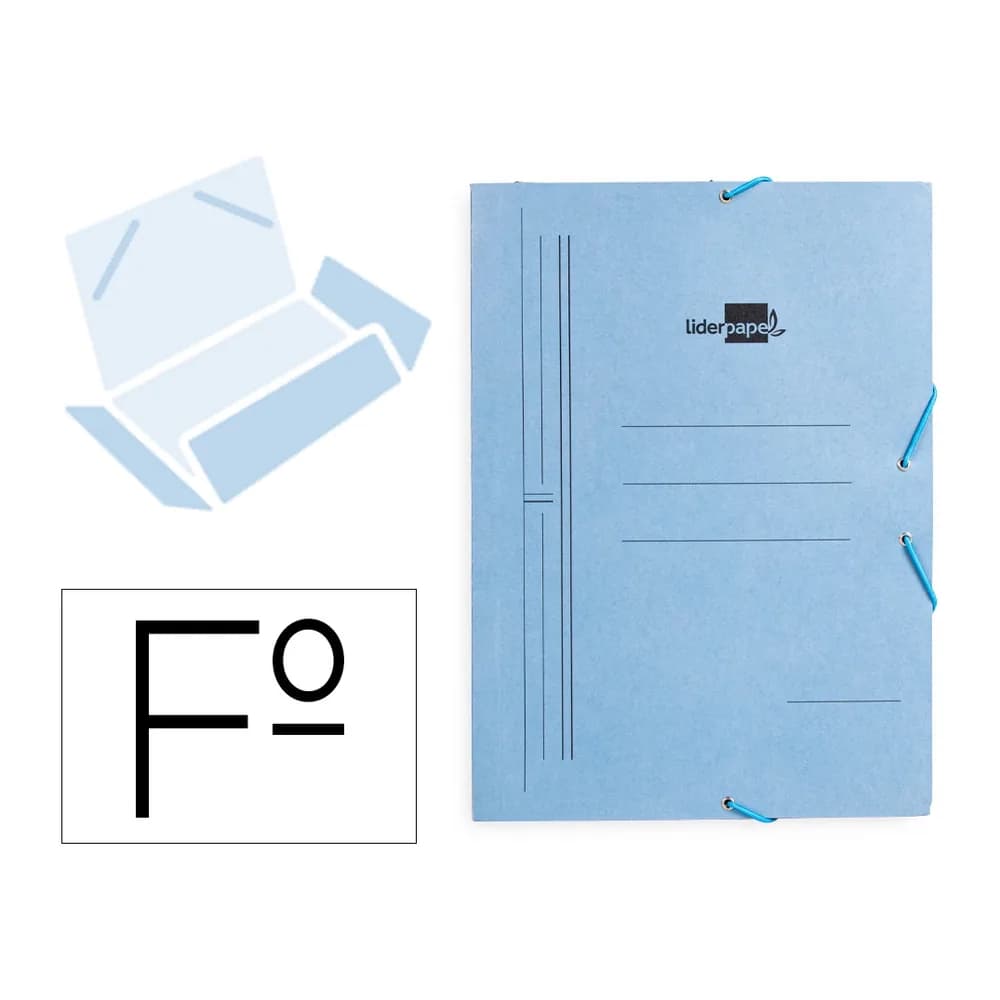 Carpeta liderpapel gomas tres solapas carton pintado color
